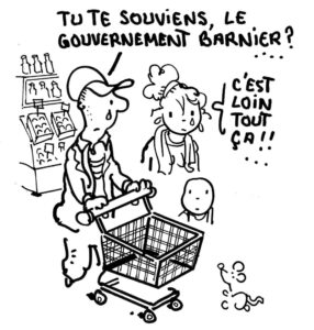 Dessin de Plantu qui regrette Barnier